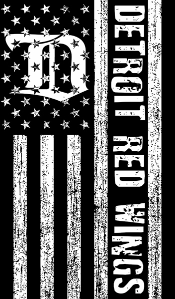 Detroit Red Wings Black And White American Flag logo vinyl decal